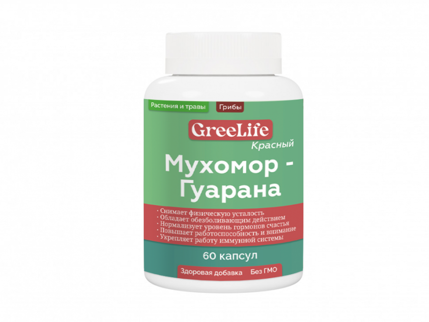 Мухомор Красный-Гуарана, 60 капсул
